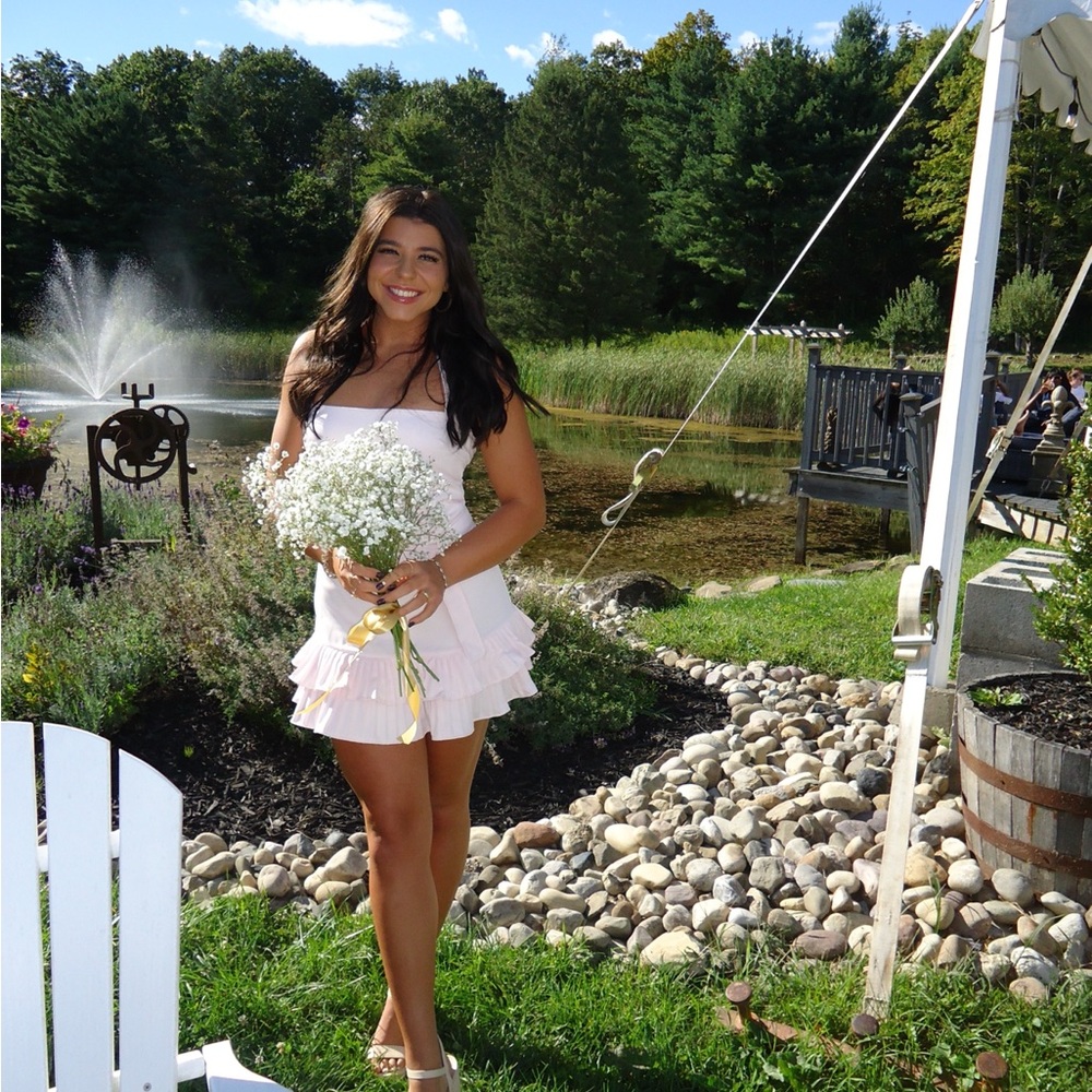 Pink Ruffle Mini Dress- WORN ONCE!